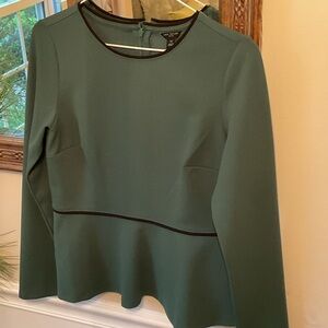 Ann Taylor Green with Black piping top